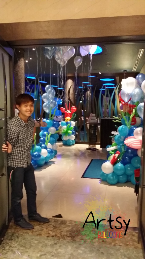 , Underwater themed balloon decoration for a newlywed!, Singapore Balloon Decoration Services - Balloon Workshop and Balloon Sculpting