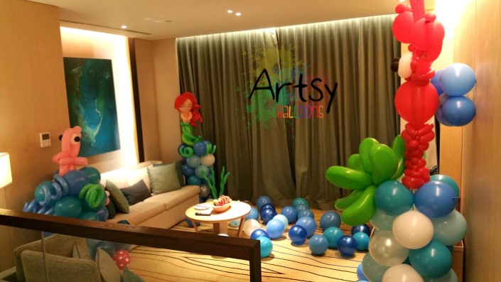 , Underwater themed balloon decoration at Ocean Suites RWS, Singapore Balloon Decoration Services - Balloon Workshop and Balloon Sculpting